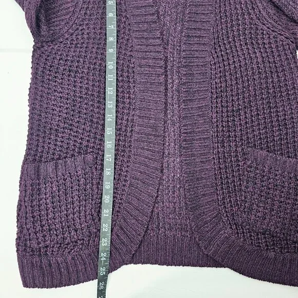 RD Style Women's Purple Open Knit Long Sleeve Cardigan With Pockets Size XSP - Picture 14 of 15